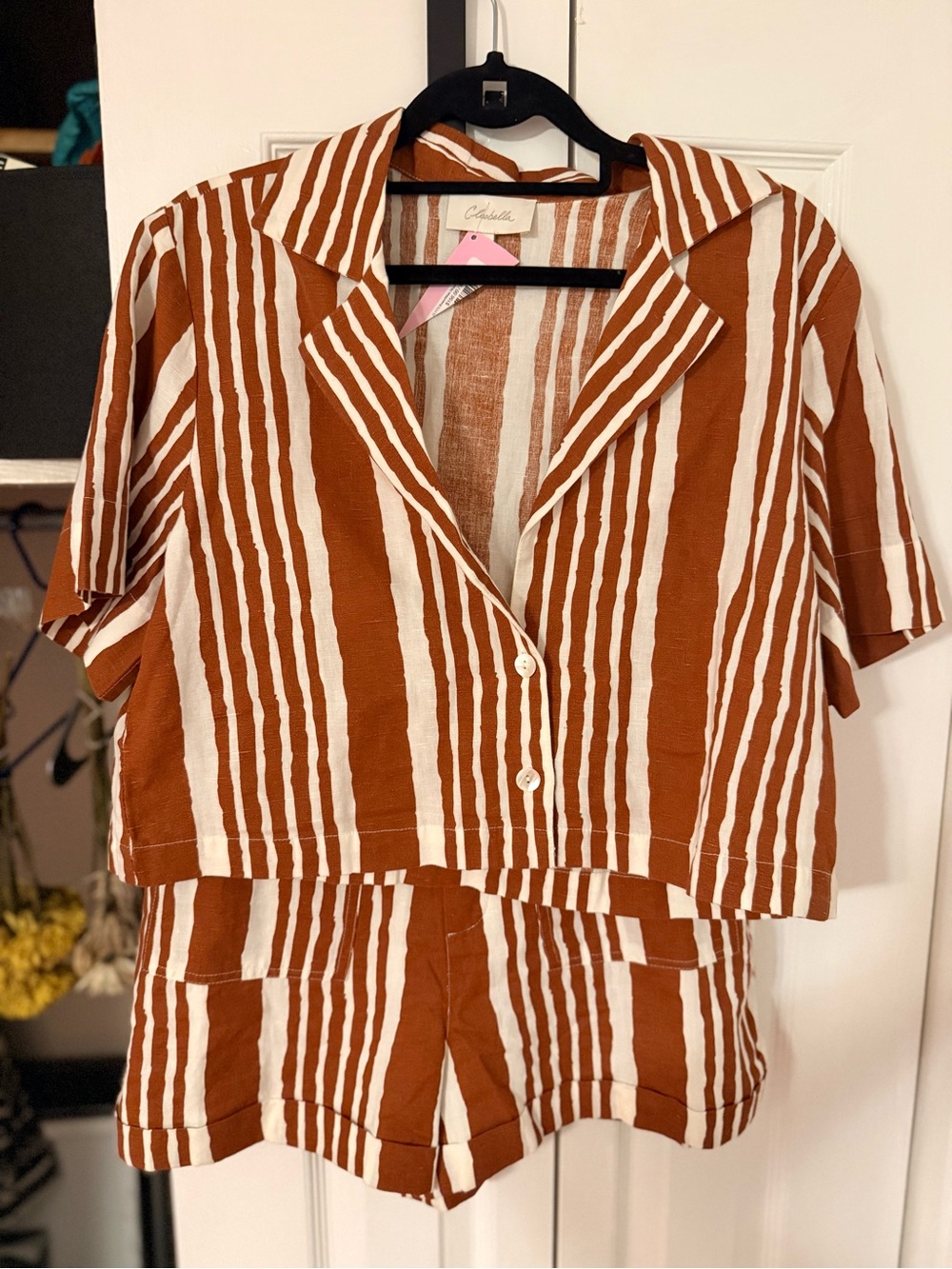 NWT Cleobella Two-Piece Set: Mizuki Blouse & Niko Shorts in Vecchio Stripe Med